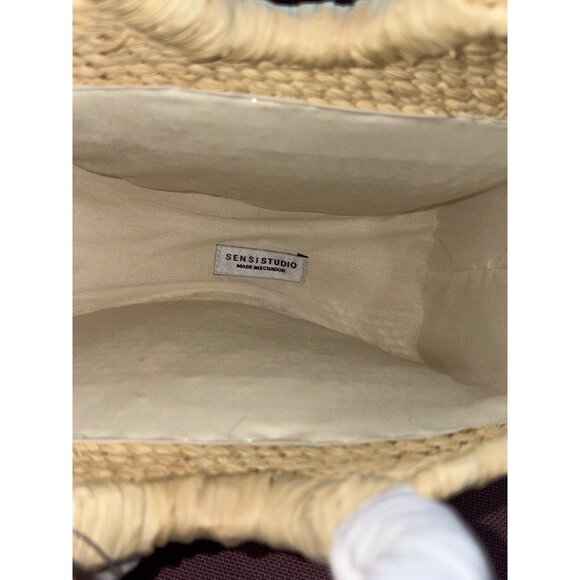 SENSI STUDIO Mini Handbag With Seashell Charm in Natural White New Beach Straw - Picture 7 of 8